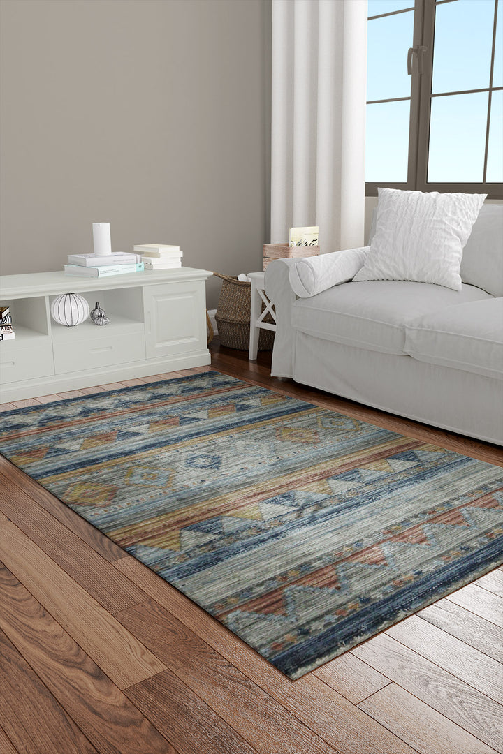 Turkish Modern Festival Plus - 3.9 x 6.3 FT - Blue - Sleek and Minimalist for Chic Interiors
