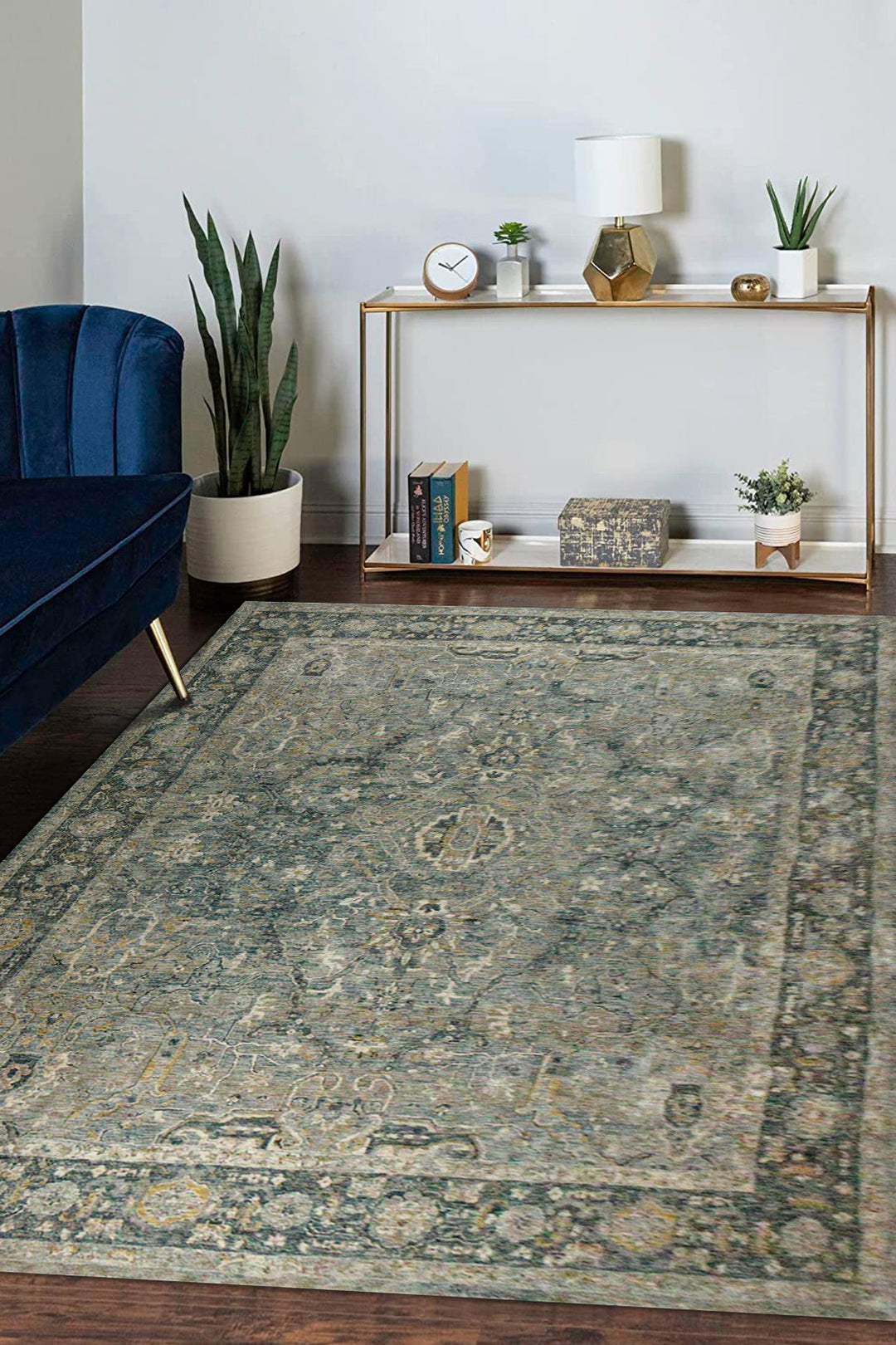Turkish Modern Festival Plus - 7.8 x 9.8 FT - Blue - Sleek and Minimalist for Chic Interiors