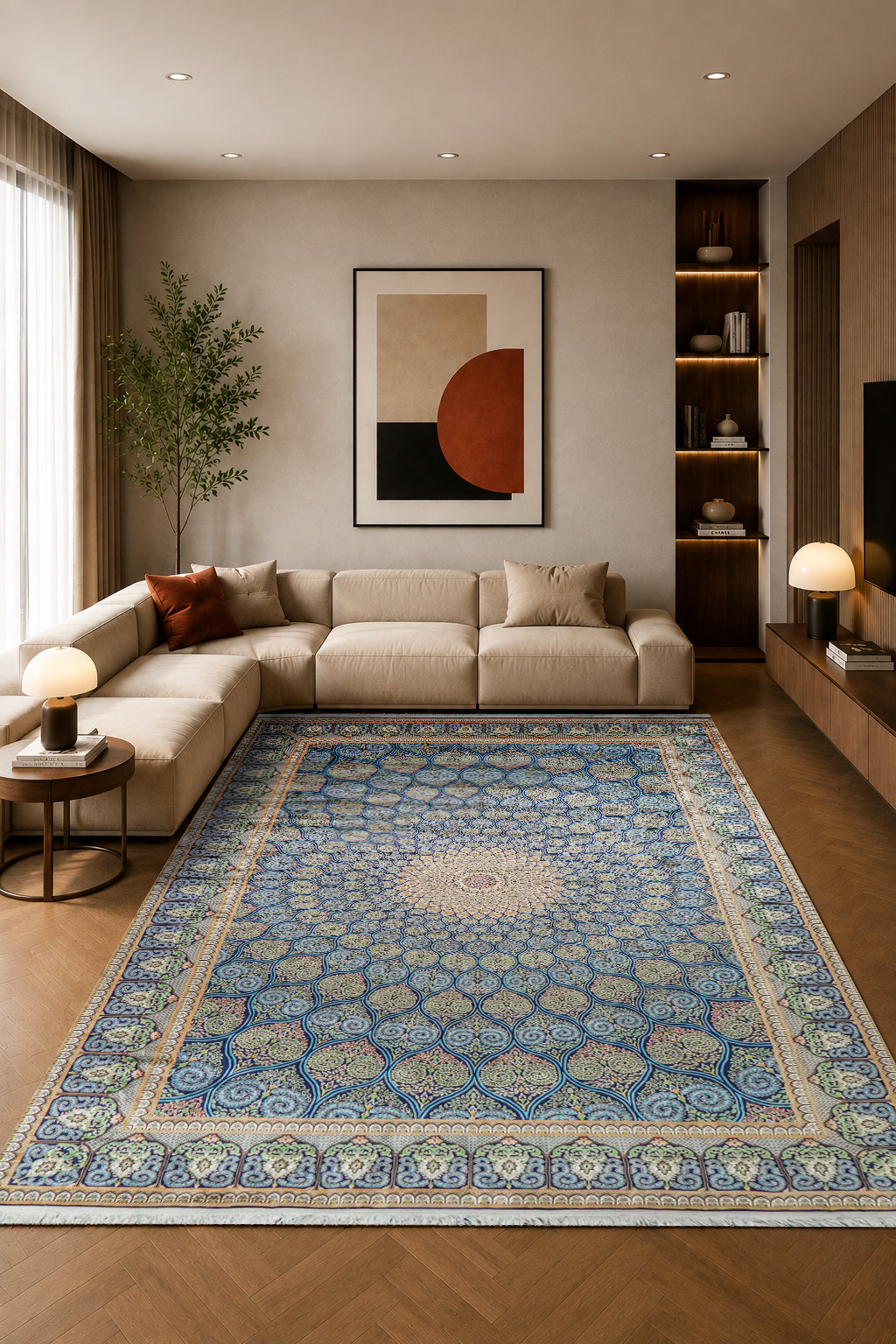 Premium Abrisham Persian Rug 1200 Reeds - Blue
