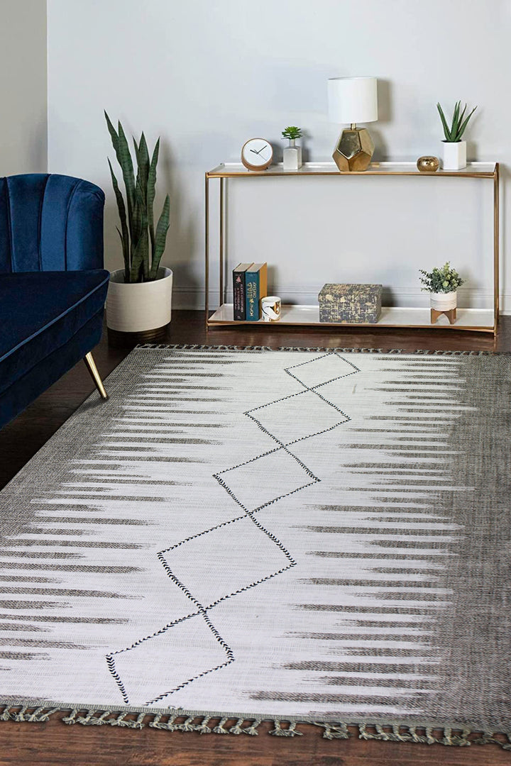 Turkish Modern  Festival Wd Rug  - 6.5 x 9.5 FT - Beige -  Luxurious Woven Masterpiece 50% Off!