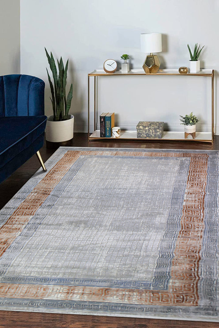 Turkish Modern  Festival Wd Rug  - 6.5 x 12.7 FT - Gray -  Luxurious Woven Masterpiece 50% Off!