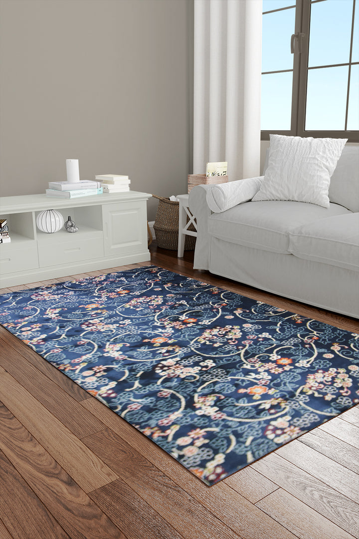 Crystal Rug (U251A)  NAVY - 3.25 x 5.5 FT - Soft, Durable, and Easy to Clean