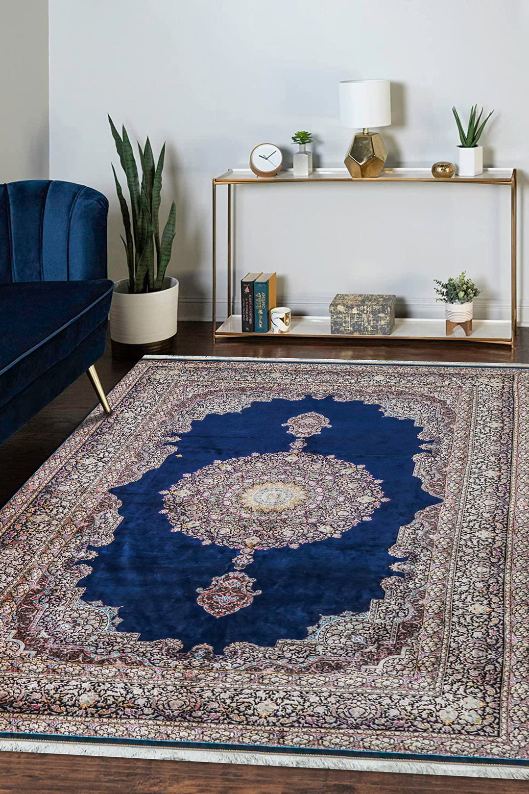 Premium Abrisham Persian Rug 1600 Reeds - Blue