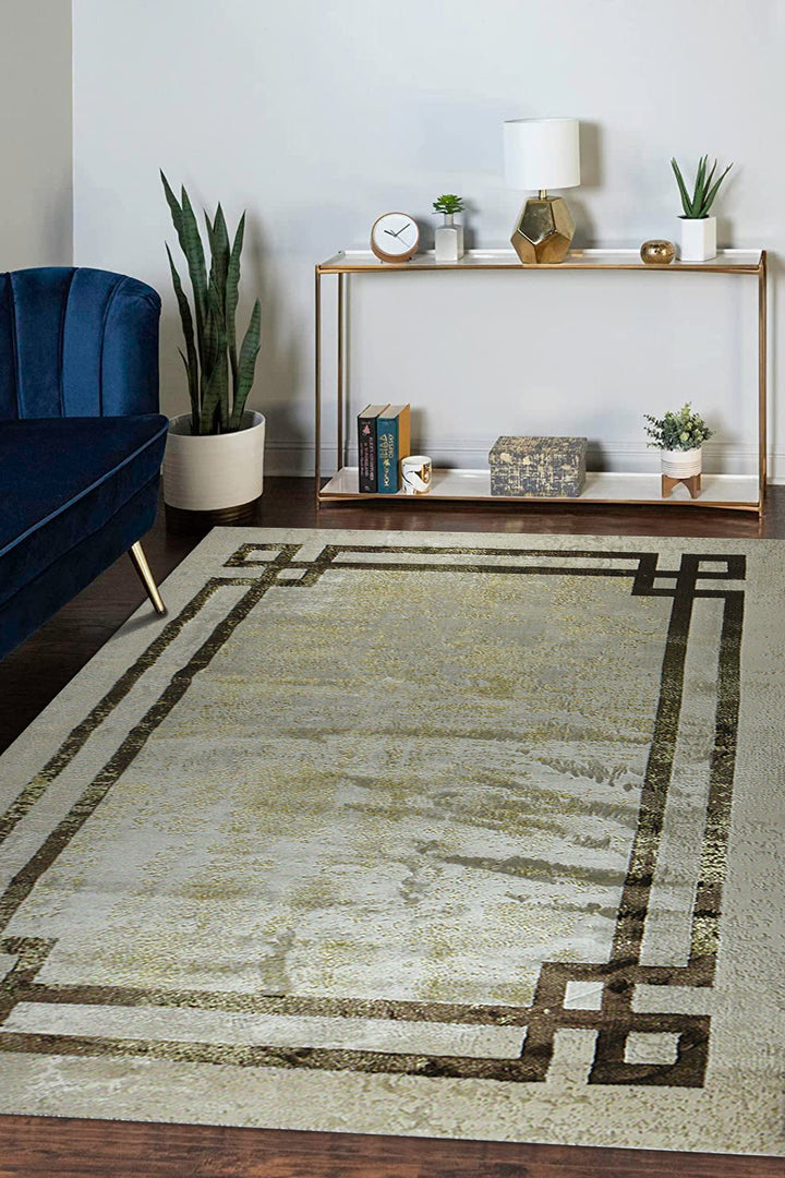 Turkish Modern Treasure Rug - 6.5 x 9.5 FT - Beige - Sleek and Minimalist for Chic Interiors