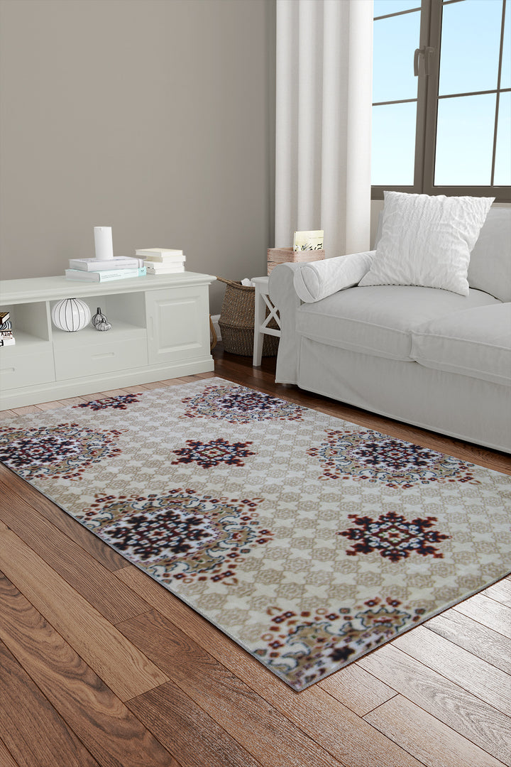 Crystal Rug  (R299B)  BEIGE - 3.25 x 5.5 FT - Soft, Durable, and Easy to Clean