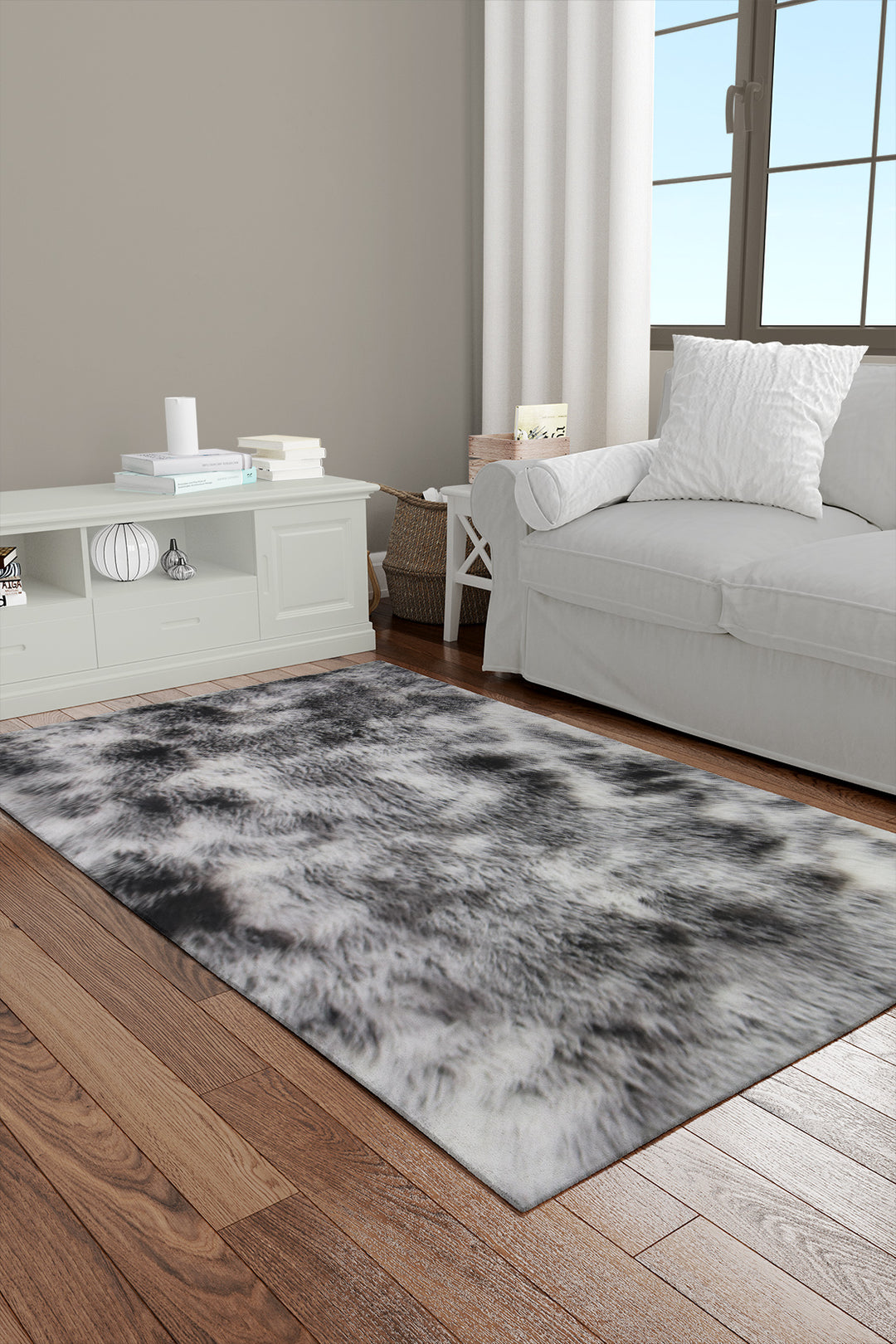 Soft Shaggy Moods Rug for Living Room-4.9 x 7.2 ft-Thick Plush Modern Area Carpet