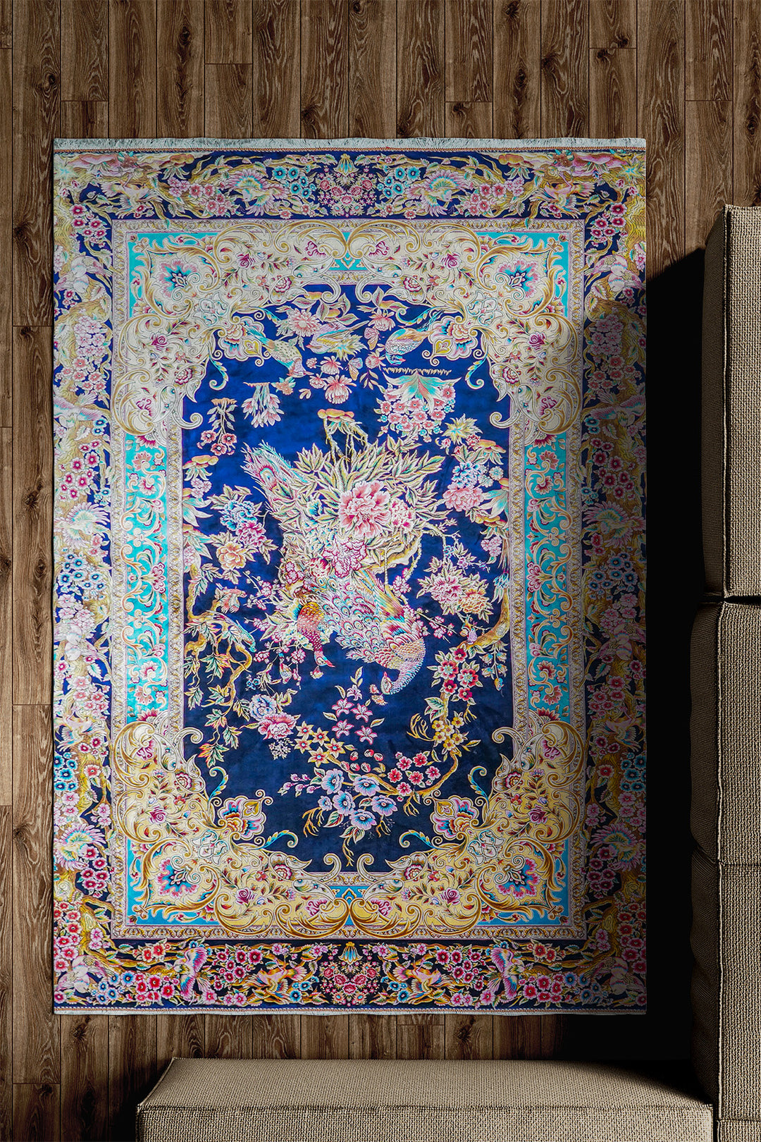 Premium Abrisham Persian Rug 1600 Reeds - Blue