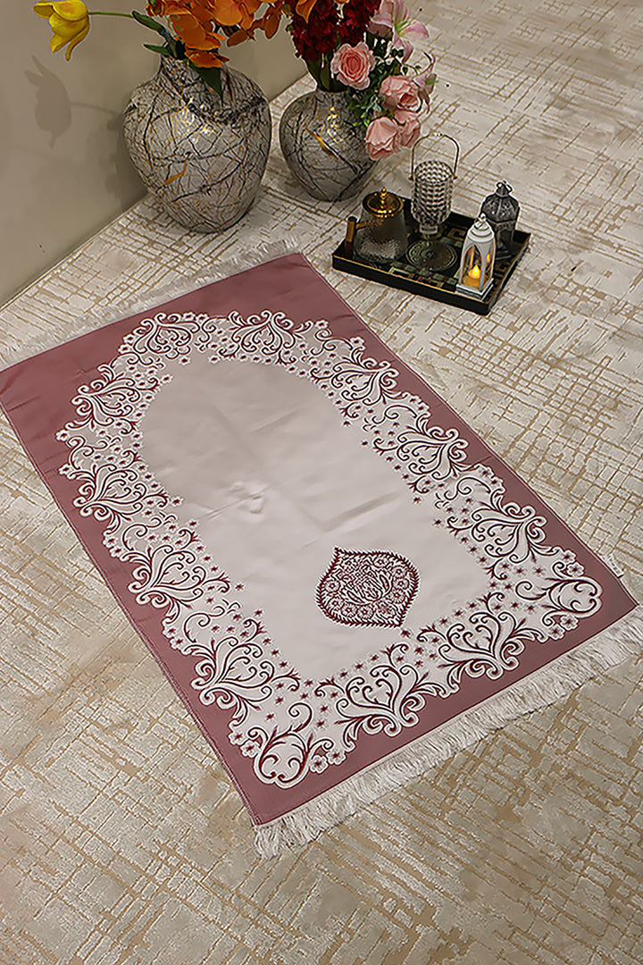 Silk Janamaz With Bag - Foldable Travel Prayer Mat - Maroon