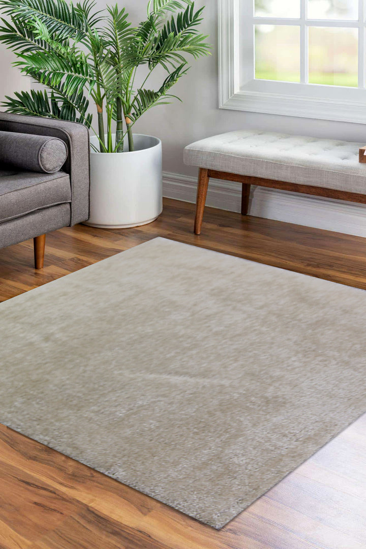 California Rug (PLAIN)  P001A 33 BEIGE - 5 x5.5  FT - Soft, Durable, and Easy to Clean