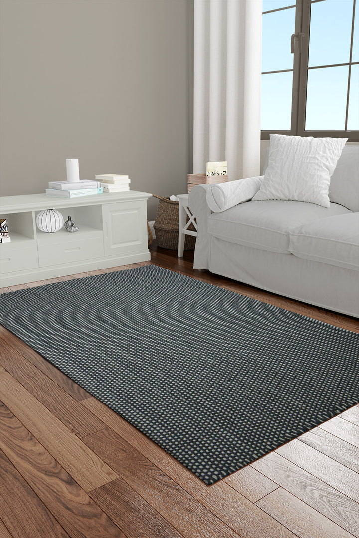 Hand Woven Modern Khaddi Rug - 3.9 x 5.9 FT - Gray and White