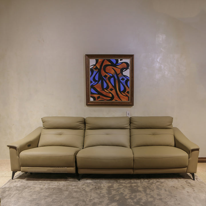 Imported Real Leather Recliner Sofa, Model No. 6075