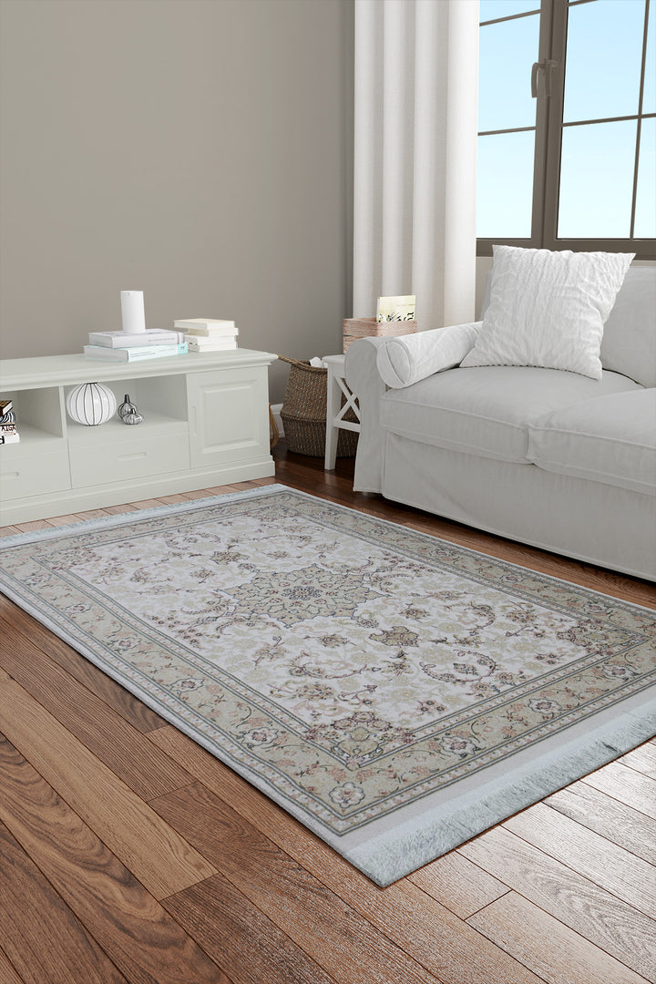 Iranian Premium Quality Authentic 1200 Rug - 3.3 x 4.9 FT - Cream - Resilient Construction for Long-Lasting Use