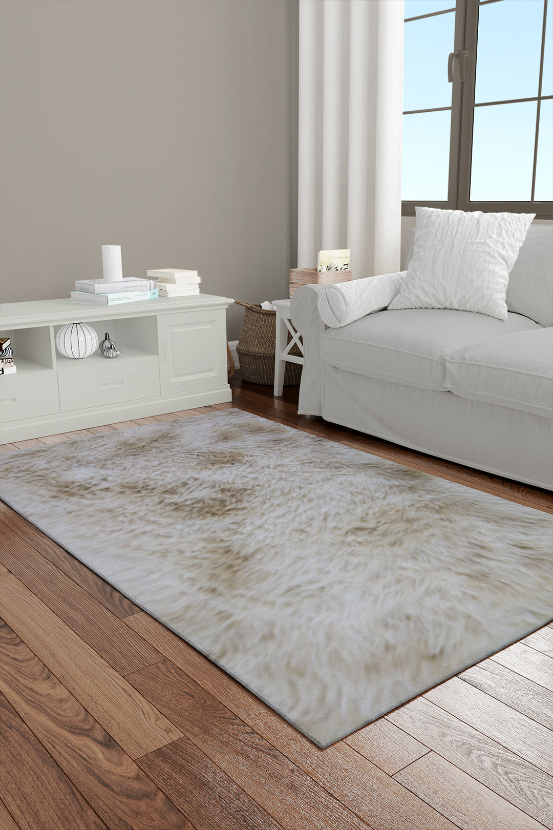 Soft Shaggy Moods Rug for Living Room-4.9 x 7.2 ft-Thick Plush Modern Area Carpet