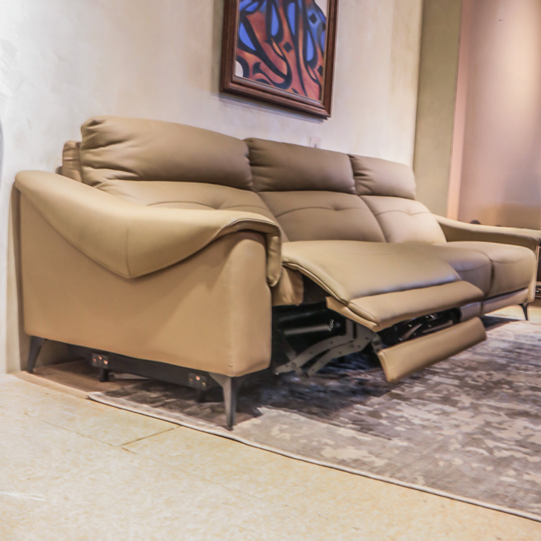 Imported Real Leather Recliner Sofa, Model No. 6075