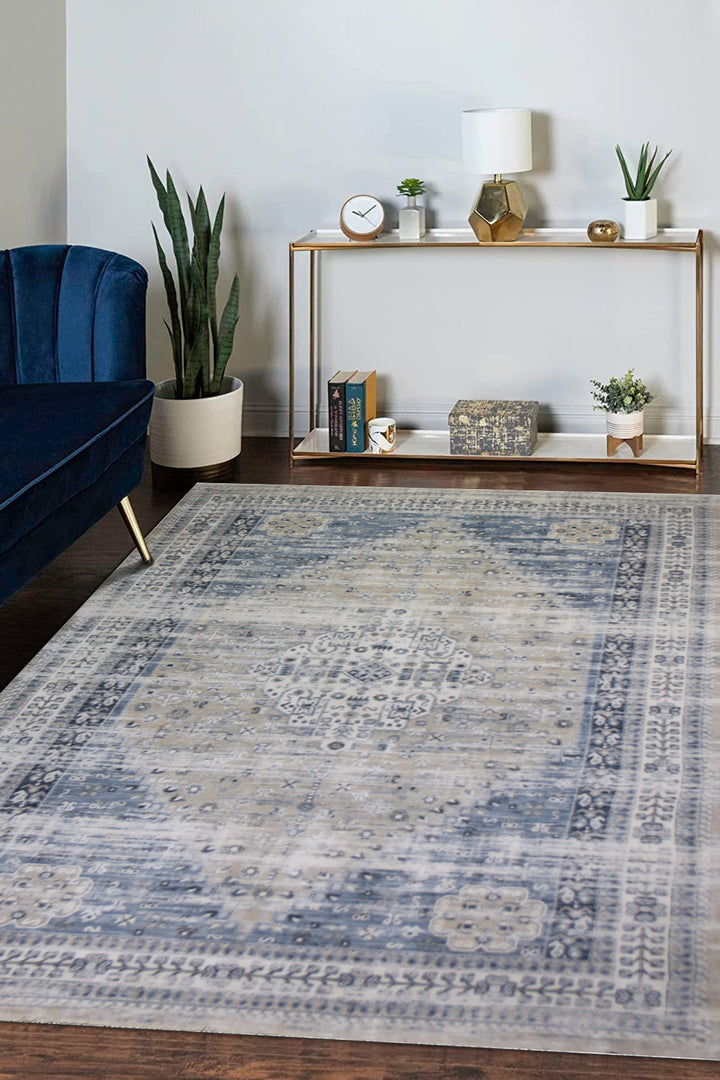 <p>Turkish Modern <strong>Elements Rug</strong>  - Blue - 6.5 x 9.8 FT</p>
