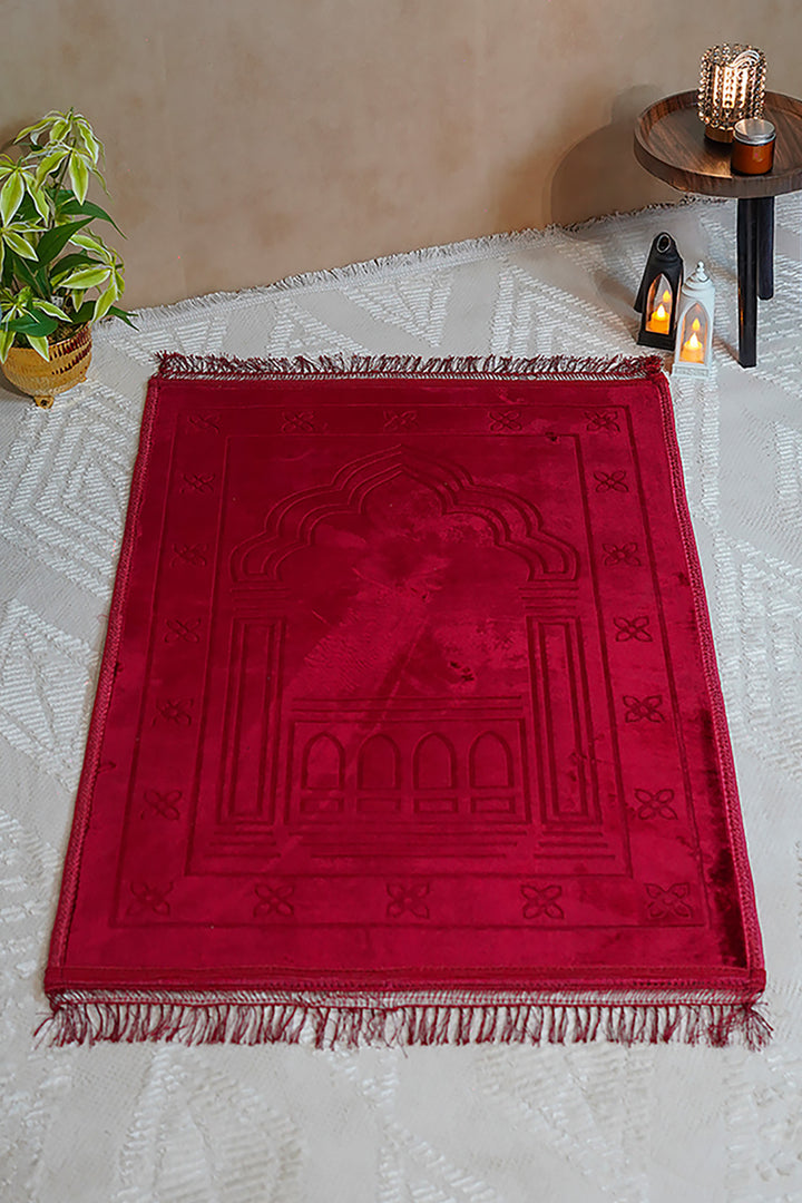 Comfort Janamaz - Premium Velvet Quilted Prayer Mat - Red