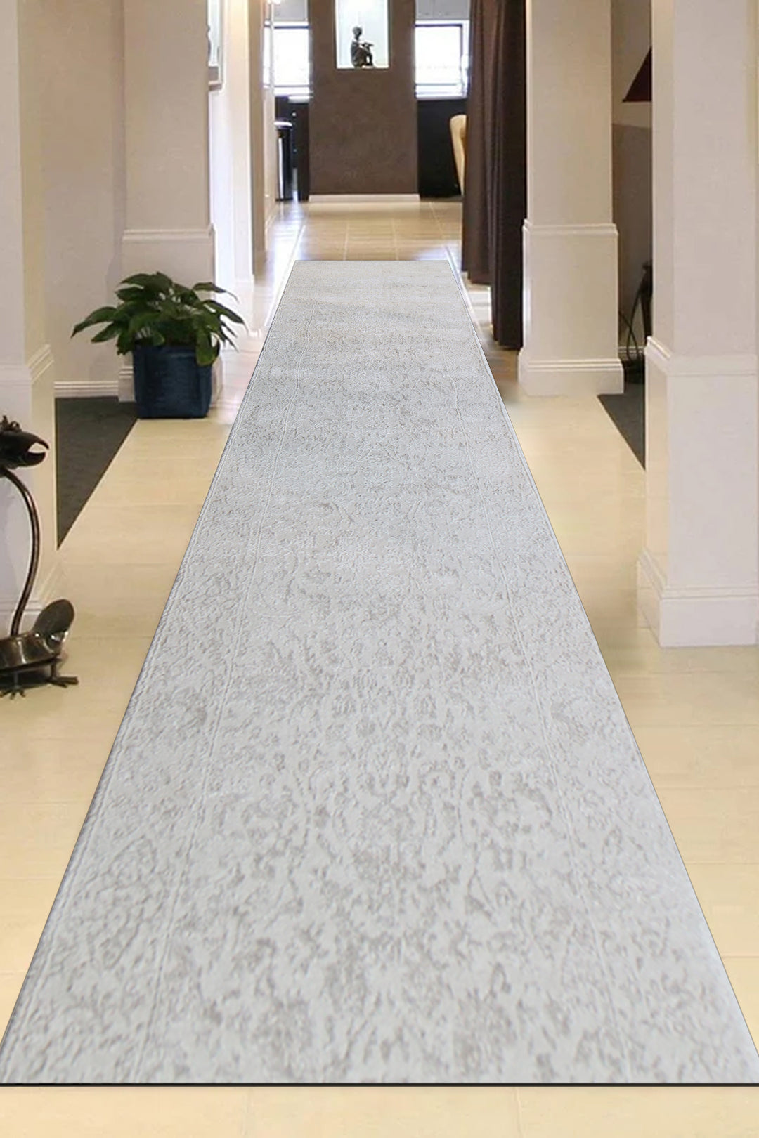 Turkish Modern  Festival Wd Rug  - 2.2 x 11.9 FT - Cream -  Luxurious Woven Masterpiece 50% Off!