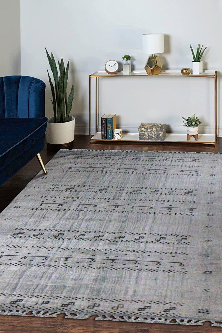 Turkish Modern Festival-1 Rug - 6.5 x 13.6 FT - Gray - Sleek and Minimalist for Chic Interiors