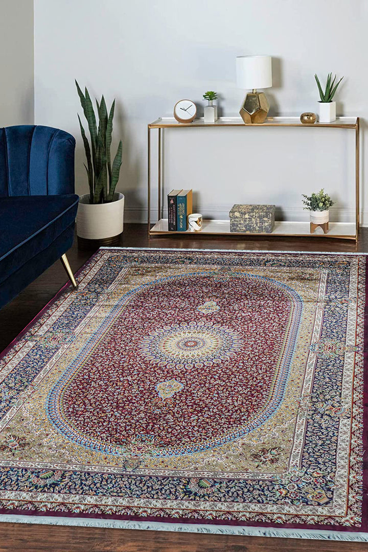 Premium Abrisham Persian Rug 1200 Reeds - Red
