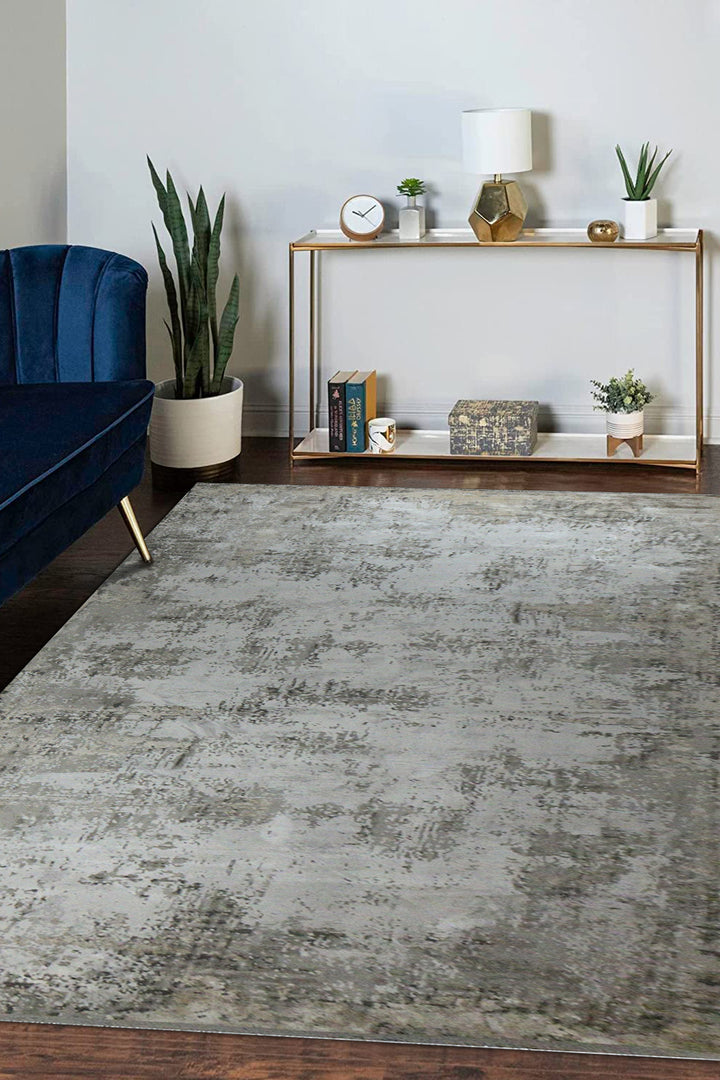 Turkish Modern Festival-1 Rug - 6.5 x 12.7 FT - Gray - Sleek and Minimalist for Chic Interiors