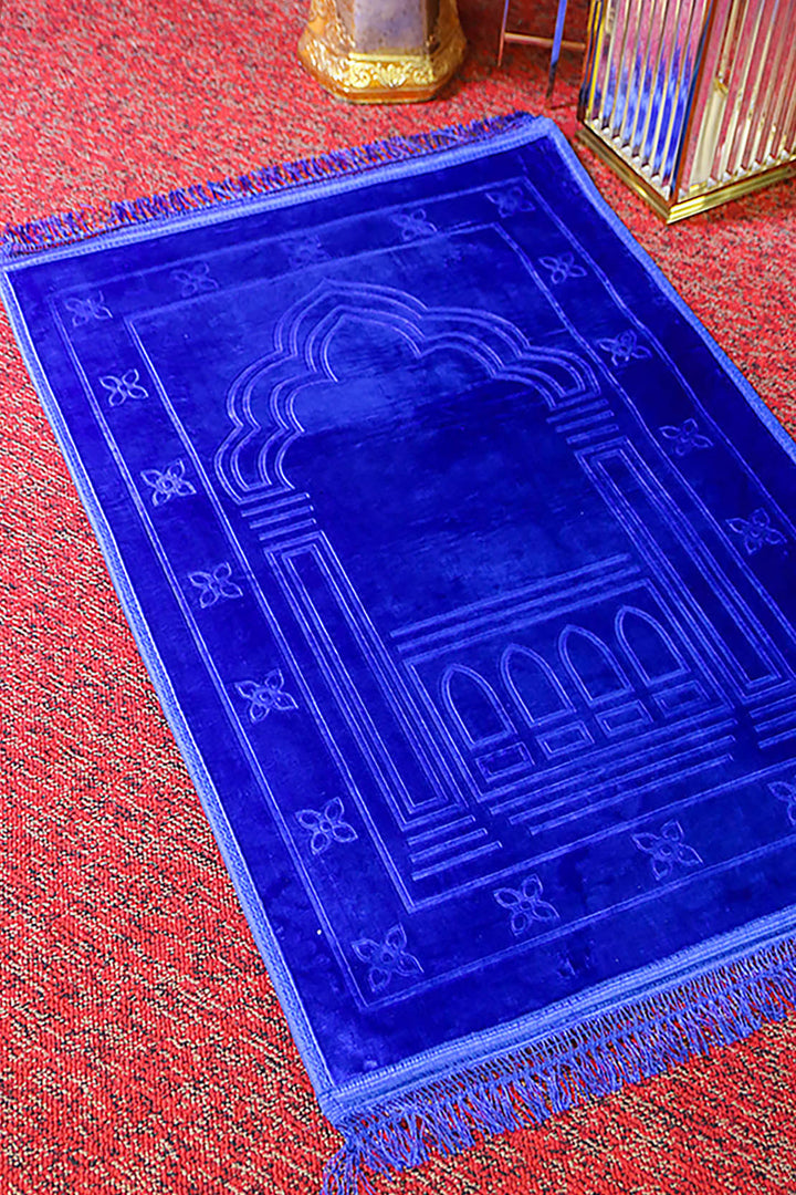 Comfort Janamaz - Premium Velvet Quilted Prayer Mat - Navy