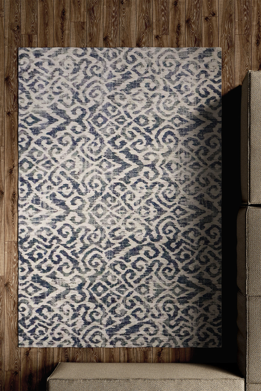 Turkish Modern Festival WD Rug - 7.8 x 9.8 FT - Blue and Gray - Sleek and Minimalist for Chic Interiors