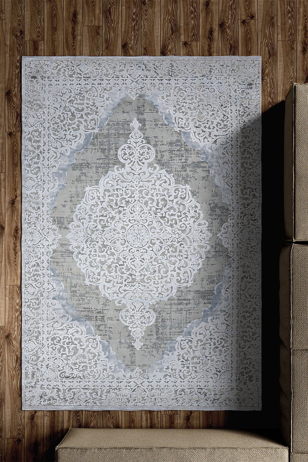 Turkish Modern <strong>Sunrise</strong> Rug - Cream Gray