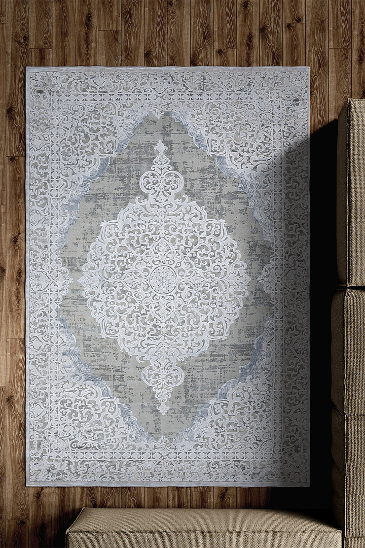 Turkish Modern <strong>Sunrise</strong> Rug - Cream Gray