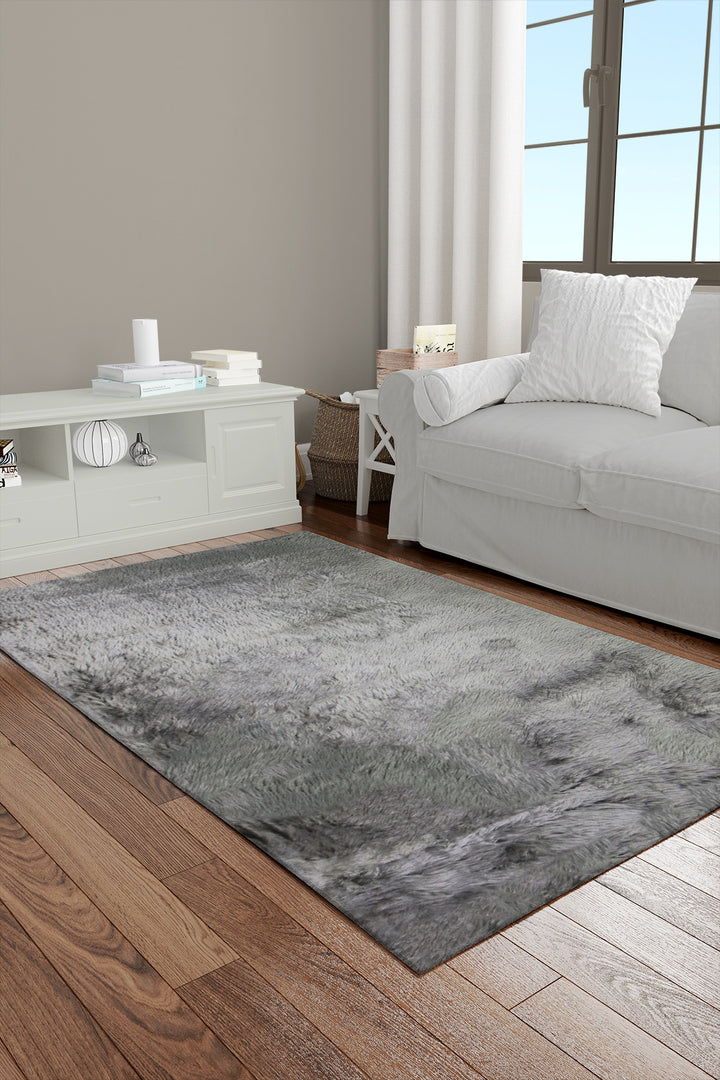 Turkish Cosmos Fur Rug - 3.9 x 5.6 Ft - Gray - Fluffy Furry Floor Decor Rugs