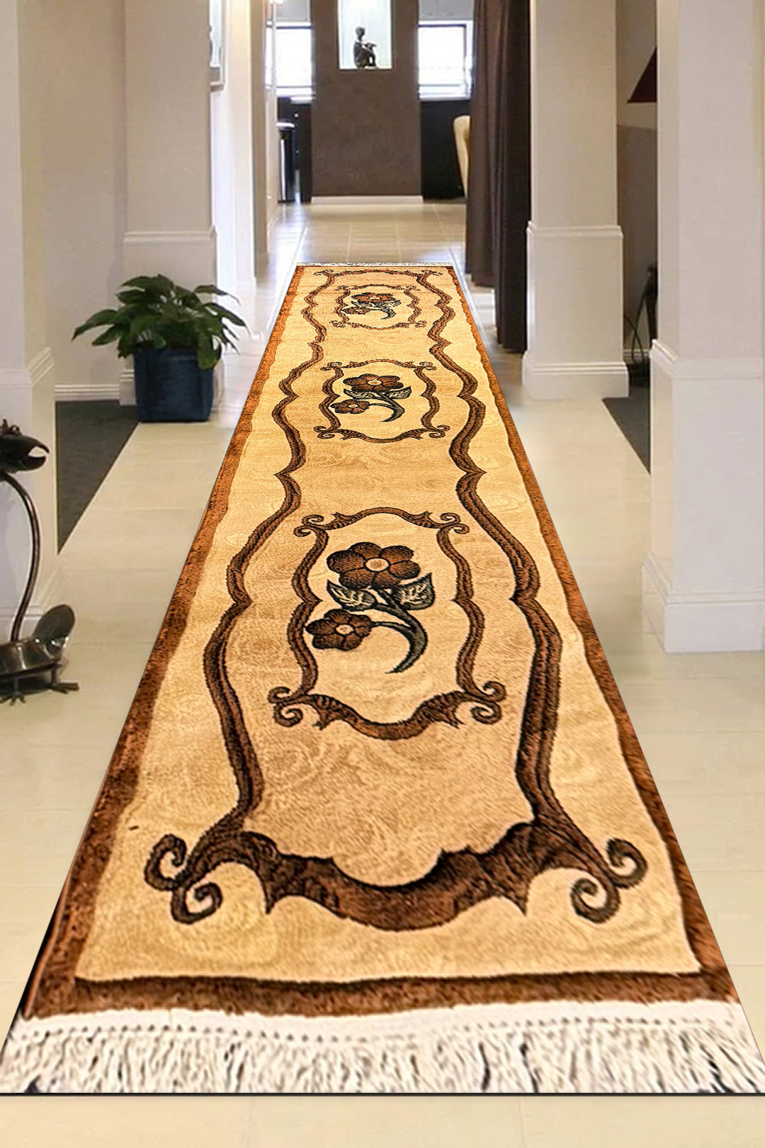 Turkish Modern Festival WD Rug - Brown - 2.9 x 12.7 FT - Superior Comfort, Modern & runners Style Accent Rugs