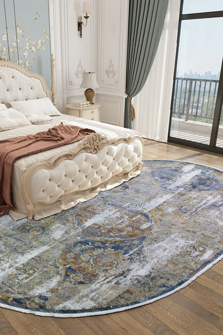 Turkish Modern Festival WD Oval Rug  - 9.1 x 12.4 FT - Cream -  Luxurious Woven Masterpiece 50% Off!