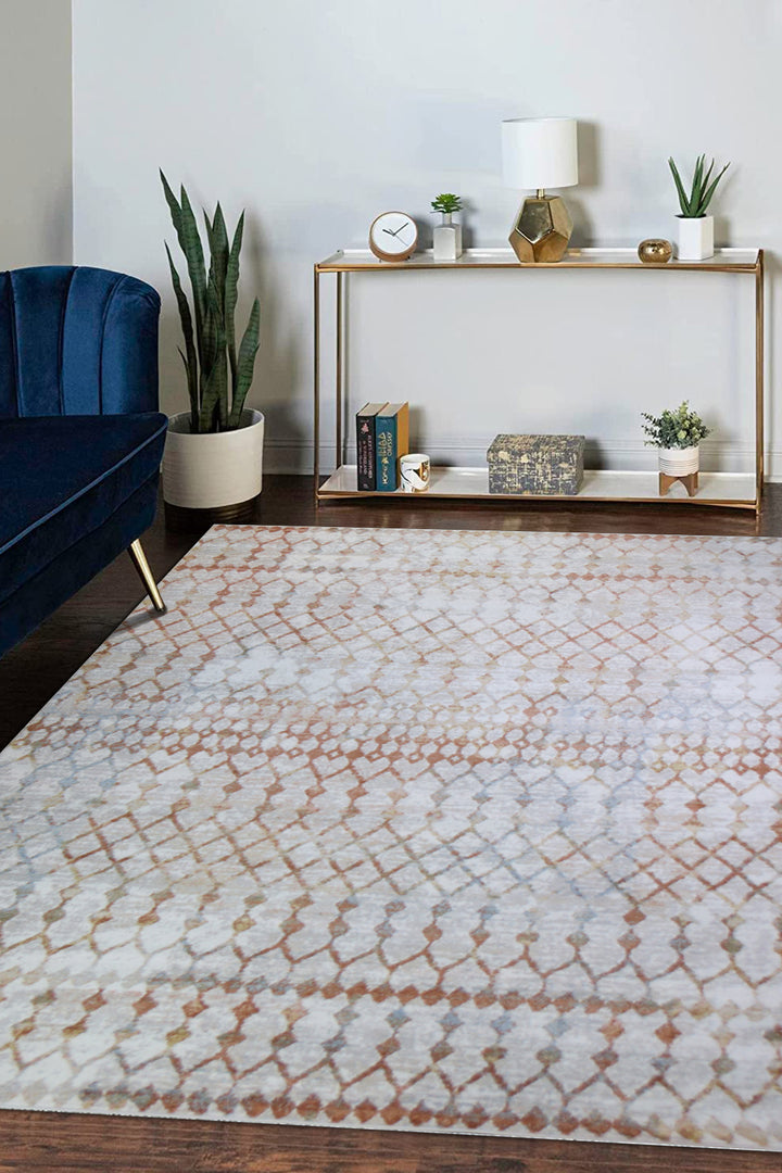 Turkish Modern  Festival Wd Rug  - 6.5 x 9.5 FT - Beige -  Luxurious Woven Masterpiece 50% Off!
