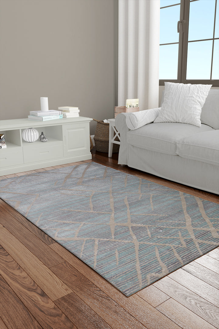 Turkish Modern Festival - 3.3 x 4.9 FT - Blue - Superior Comfort, Modern Style Accent Rugs