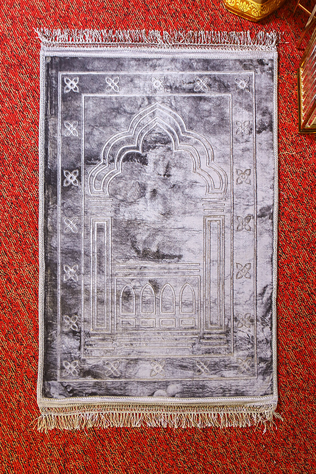 Comfort Janamaz - Premium Velvet Quilted Prayer Mat - Gray