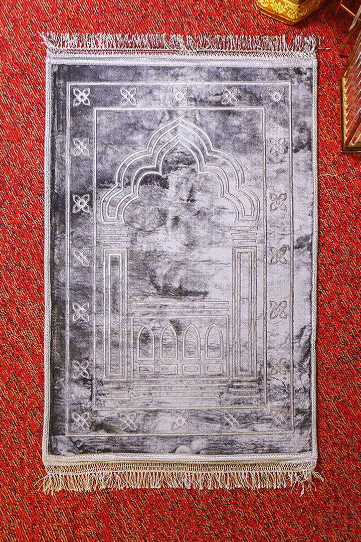 Comfort Janamaz - Premium Velvet Quilted Prayer Mat - Gray