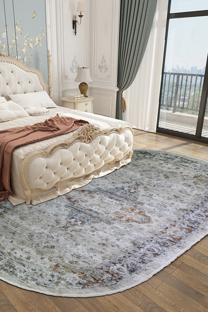Turkish Modern Festival WD Oval Rug  - 9.1 x 12.4 FT - Gray -  Luxurious Woven Masterpiece 50% Off!