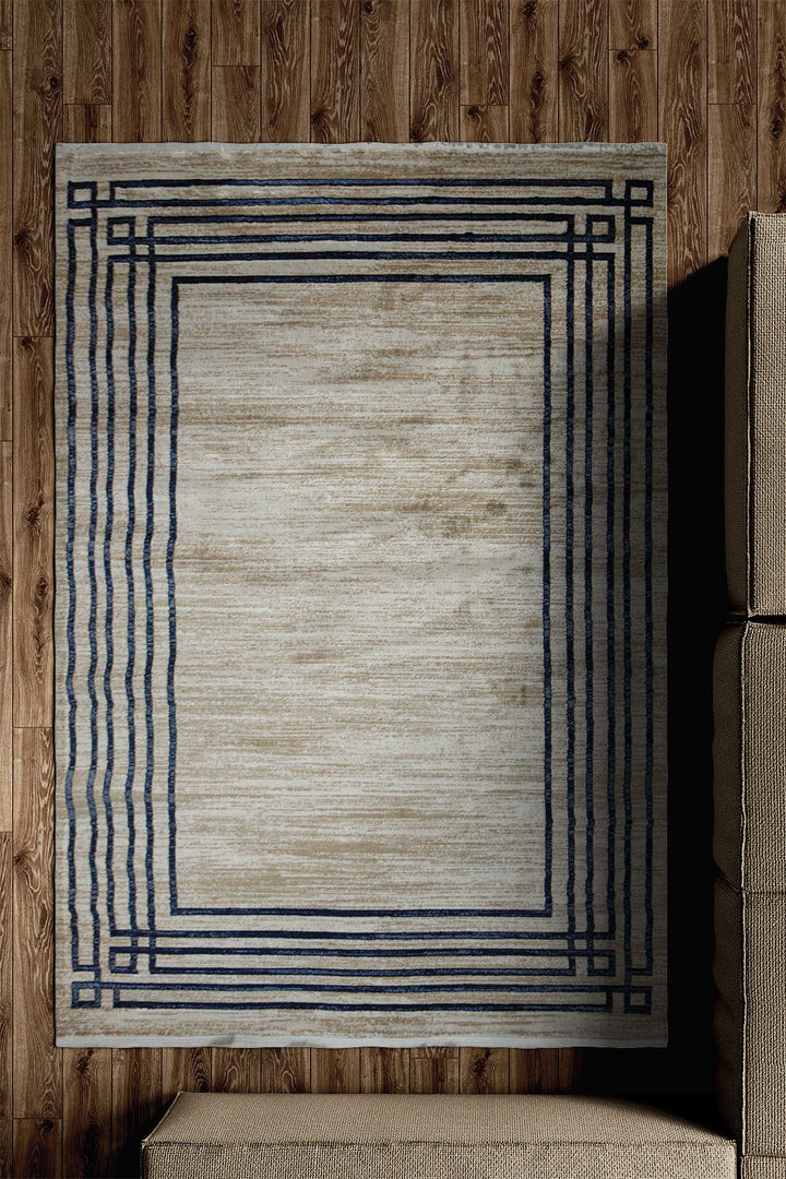 Turkish Modern Festival 1 - 5.2 x 7.5 FT - White and Blue - Sleek and Minimalist for Chic Interiors