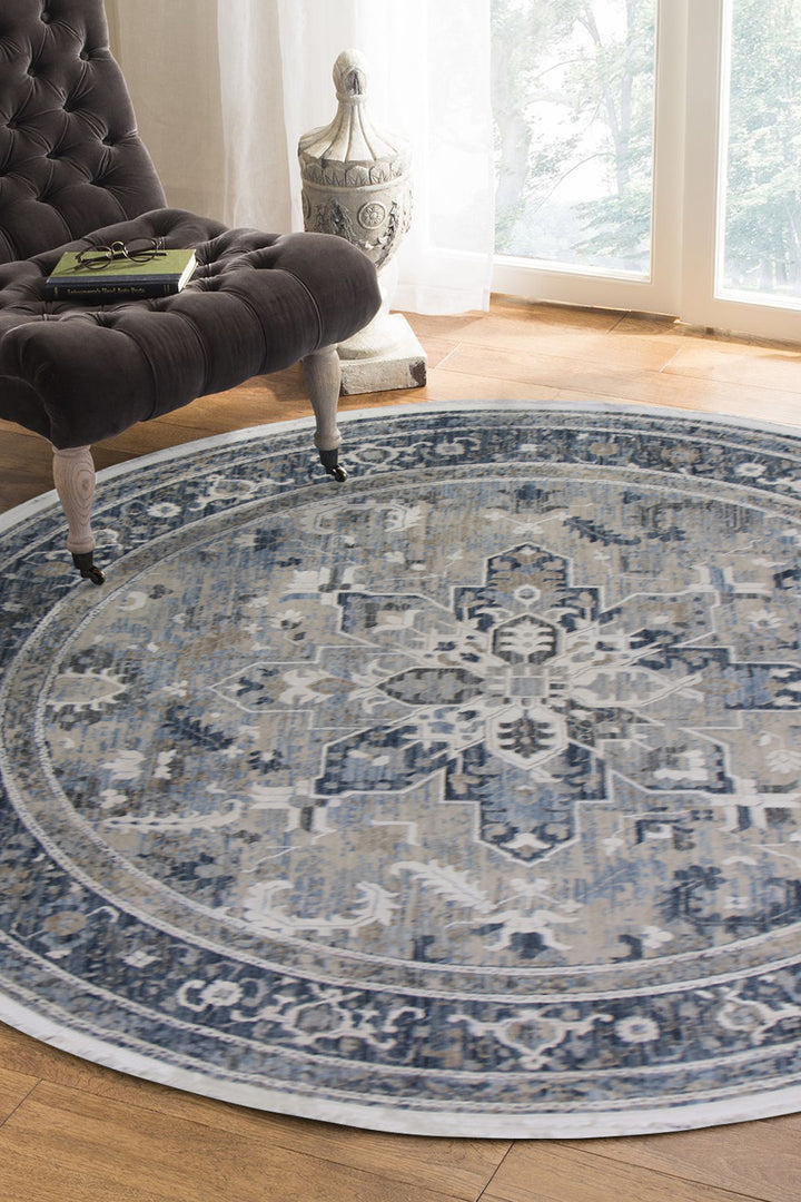 <p>Turkish Modern <strong>Elements Rug</strong>  - Blue - 5.2 x 5.2 FT</p>