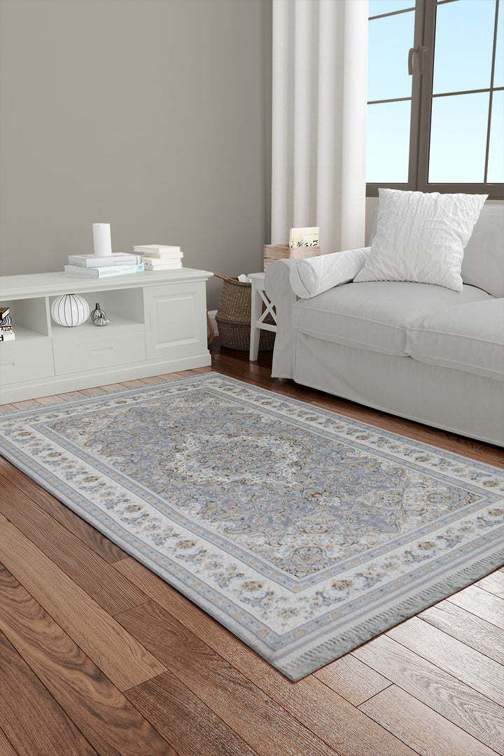 Iranian Premium Quality Authentic 1500 Rug - 2.6 x 4.9 FT - Gray - Resilient Construction for Long-Lasting Use