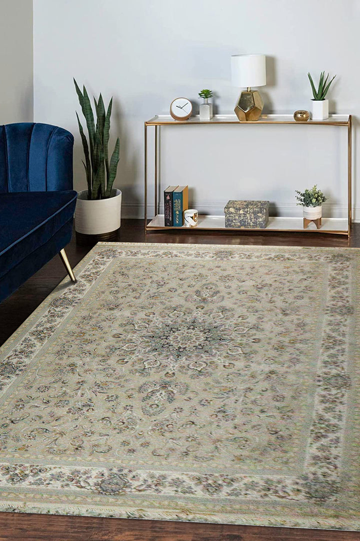 Turkish Modern Hedyeh Collection (1000) Rug - Beige - 8.2 X 11.4 Ft- Resilient Construction For Long-Lasting Use