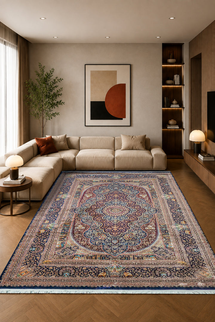 Premium Abrisham Persian Rug 1200 Reeds - Blue