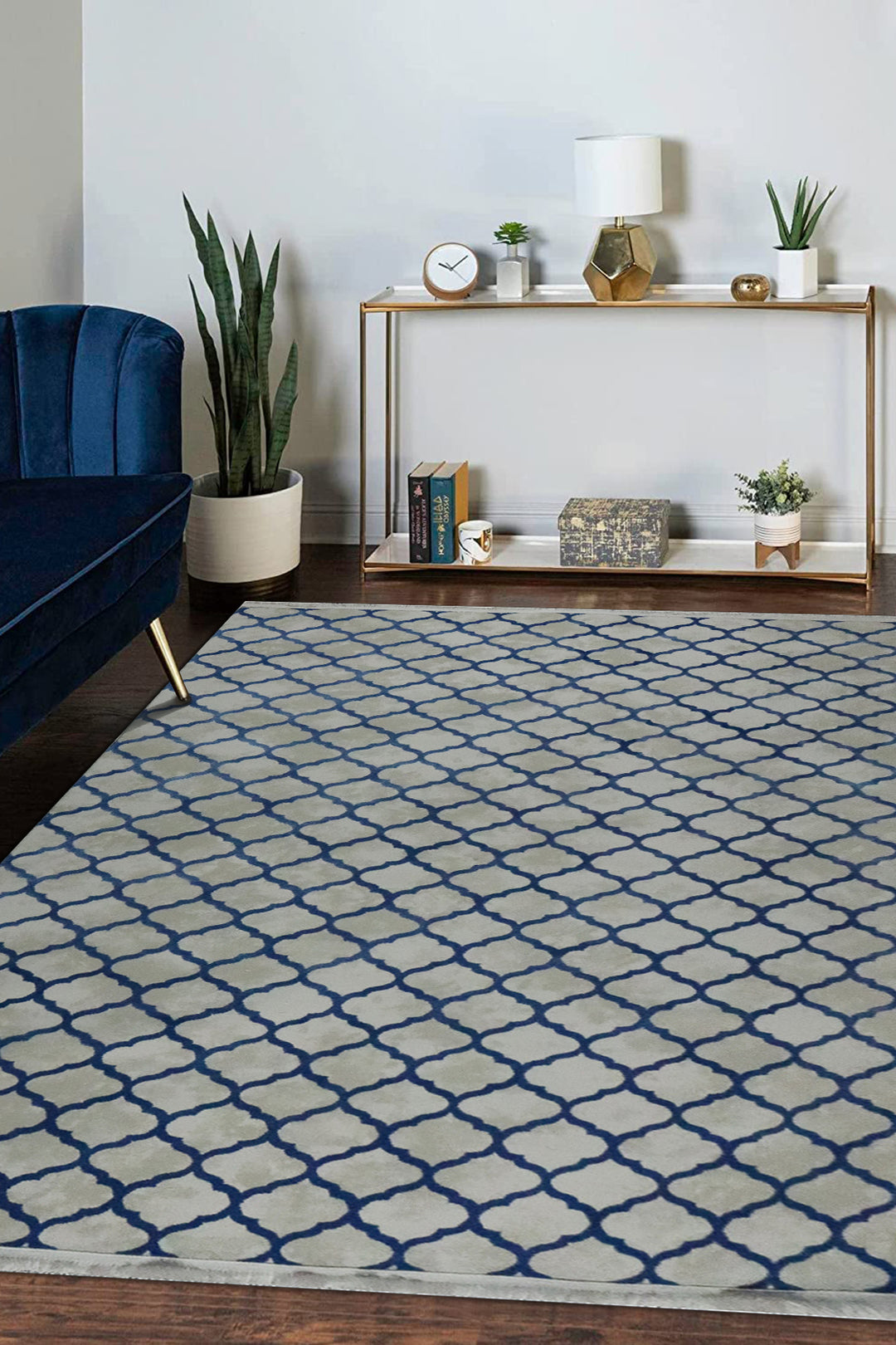 Turkish Modern Festival 1 Rug - 5.2 x 7.5 FT - Gray  and Blue - Superior Comfort, Modern Style Accent Rugs