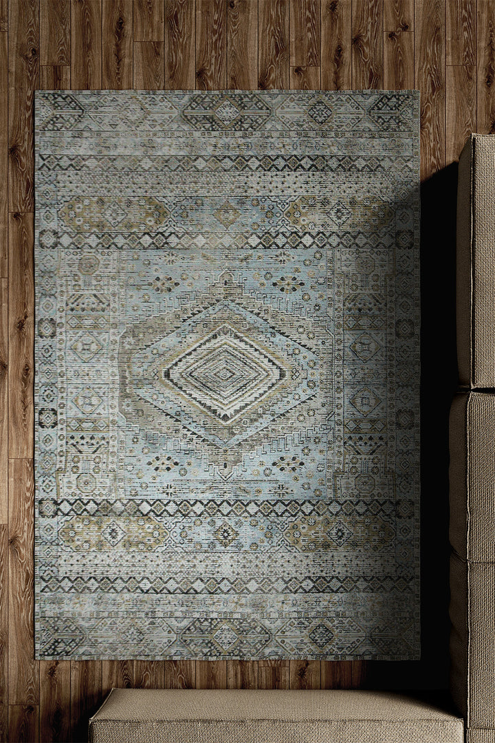 Turkish Modern Festival 1 - 5.2 x 7.5 FT - Silver - Sleek and Minimalist for Chic Interiors