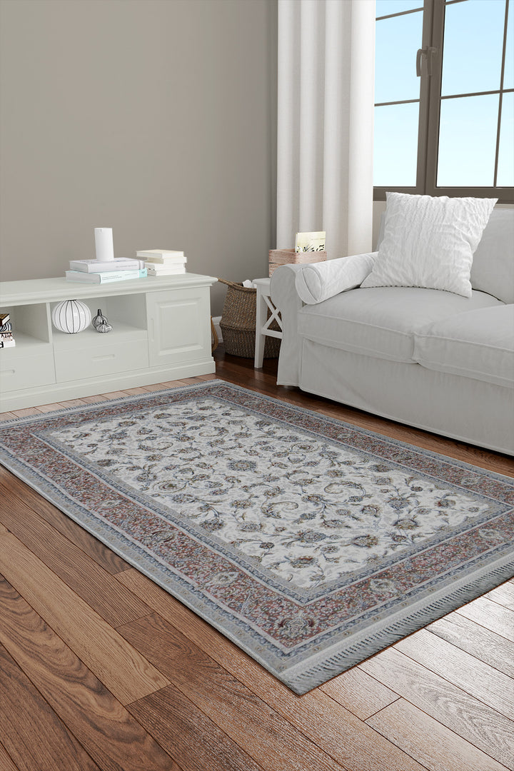 Iranian Premium Quality Authentic 1500 Rug - 2.6 x 4.9 FT - Cream - Resilient Construction for Long-Lasting Use