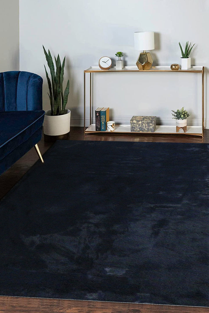 Super Soft Fantasy Shaggy Rug - 5.2 x 7.5 FT - Navy - Resilient Construction for Long-Lasting Use