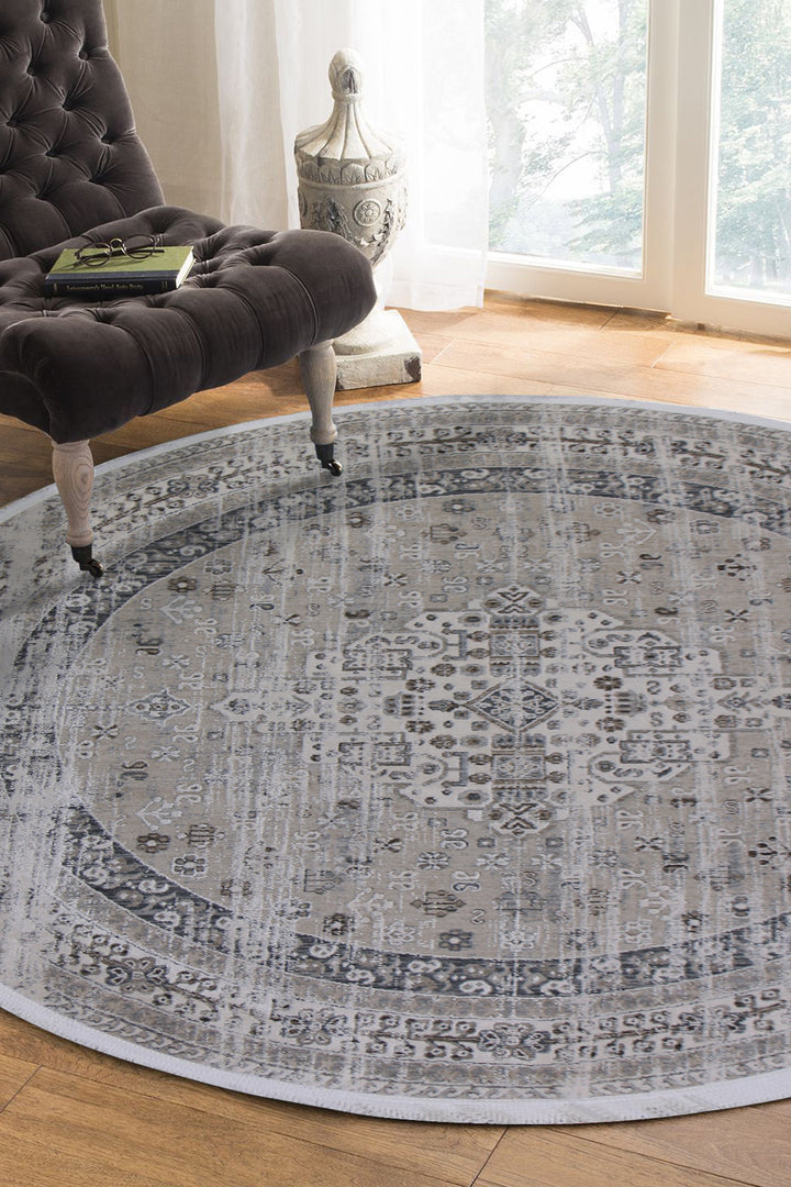 <p>Turkish Modern <strong>Elements Rug</strong>  - Beige - 5.2 x 5.2 FT</p>