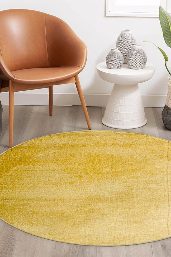 Turkish Modern  Festival WD Rug - Yellow - 2.6 x 2.6 FT - Superior Comfort, Modern Style Accent Rug