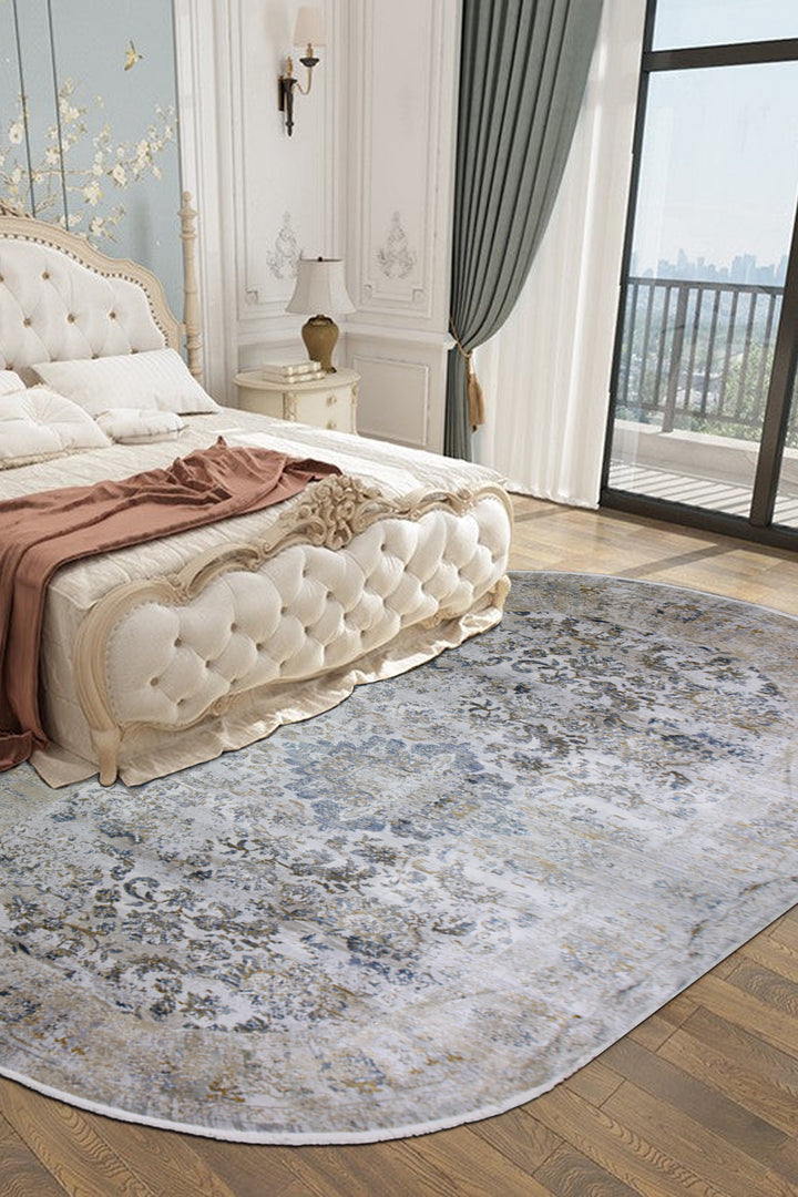 Turkish Modern Festival WD Oval Rug  - 9.1 x 15.7 FT - Cream -  Luxurious Woven Masterpiece 50% Off!