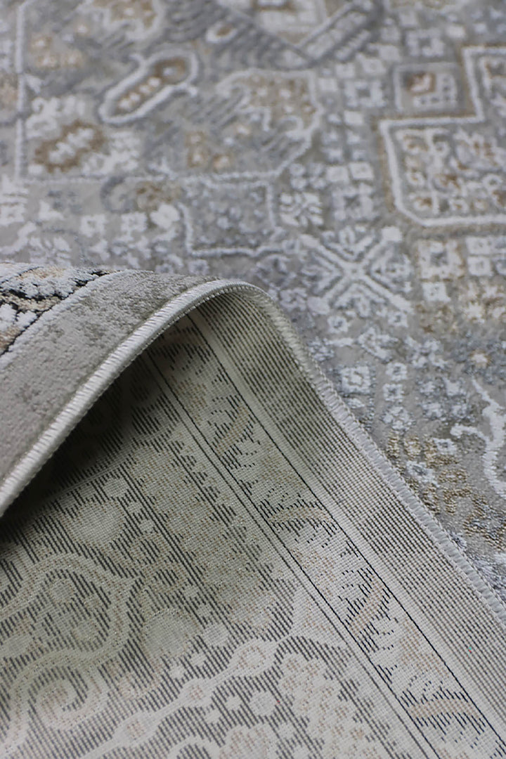 Turkish Modern  Festival Wd Rug  - 6.5 x 12.7 FT - Gray -  Luxurious Woven Masterpiece 50% Off!