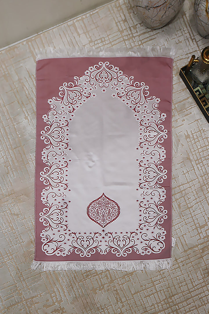 Silk Janamaz With Bag - Foldable Travel Prayer Mat - Maroon